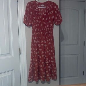 NWOT Luxology rust orange Floral Midi Dress S